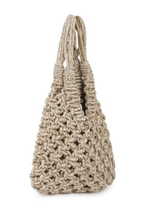 Hibourama women’s borsa vannifique small gold knitted handbag with shimmering beads and dual handles