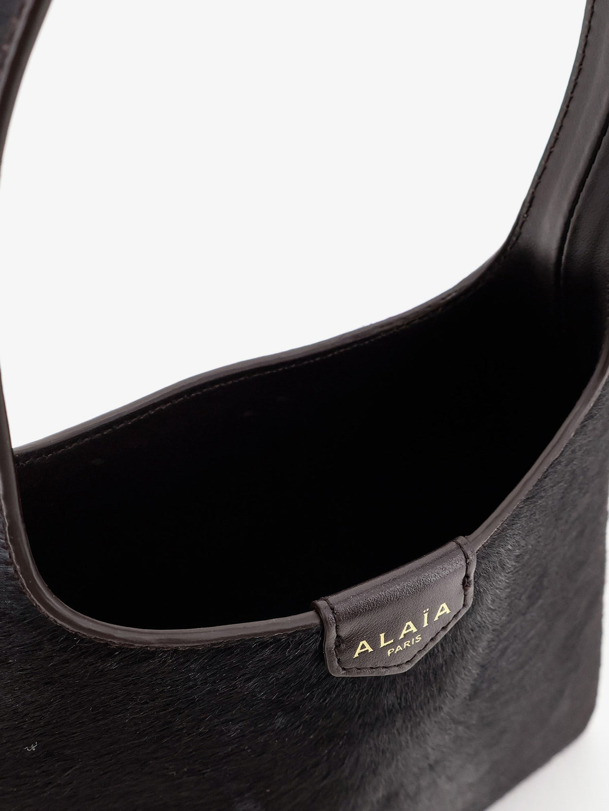 ALAÏA Women's Hobo Pony Skin Handbag Chocolat, view 4