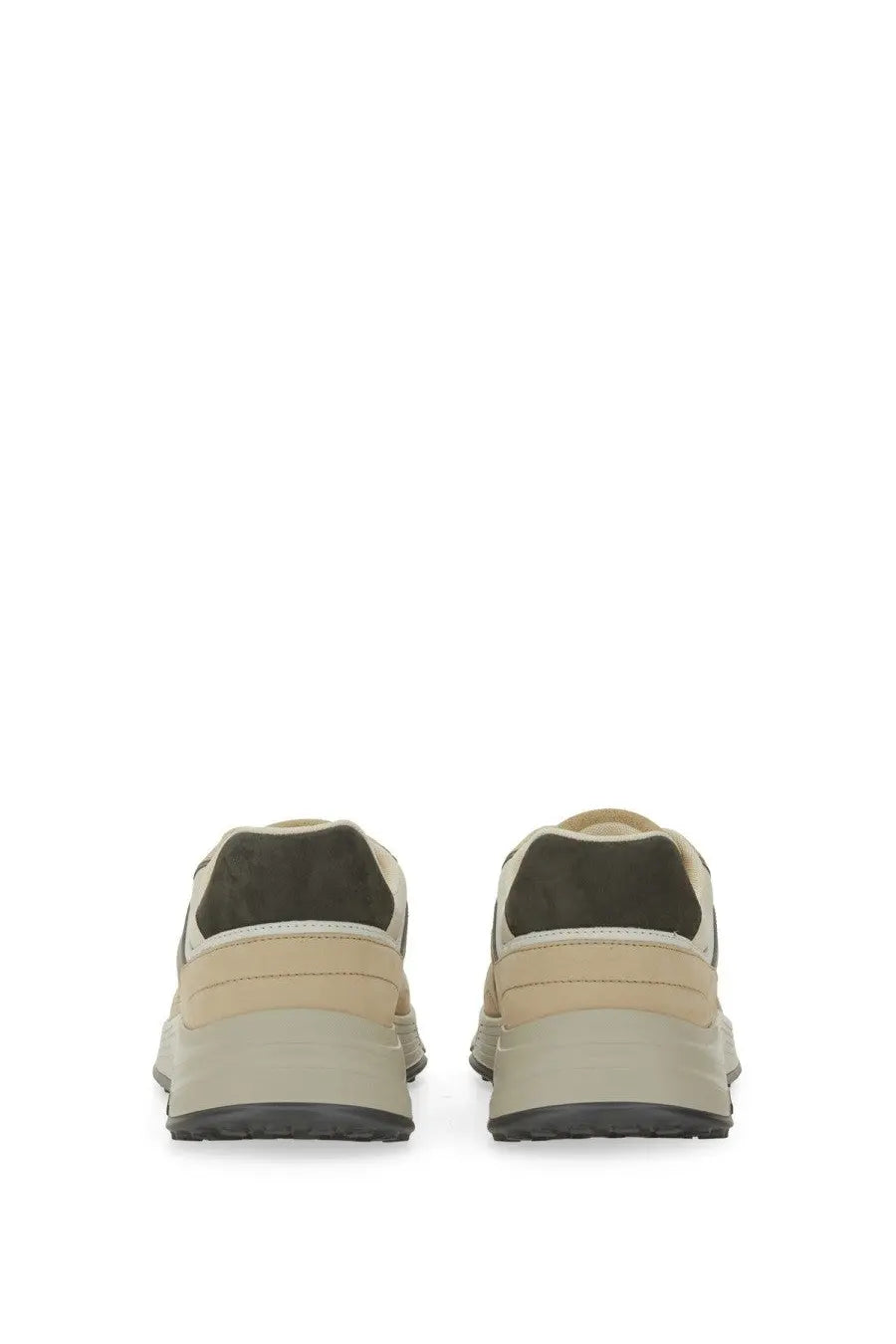 Beige and olive green suede hogan men’s hyperlight sneaker with chunky rubber sole for casual wear