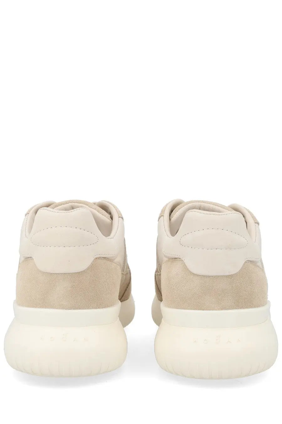 Hogan men’s interactive³ sneaker in beige and cream suede with chunky white rubber sole for casual wear