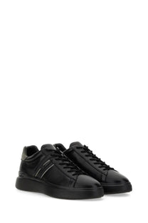 Hogan men’s sneaker H580 black leather with sleek modern design and subtle silver branding on the side