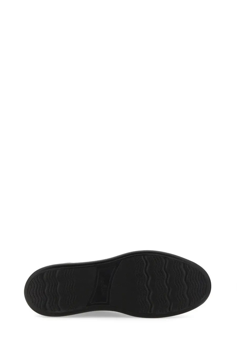 Black rubber sole with wavy tread pattern of hogan men’s sneaker h580 black for enhanced grip and durability
