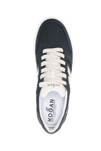 Hogan men’s sneaker h630 in pelle blue dark navy with white laces and contrasting white rubber sole