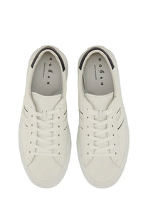 Hogan men’s sneaker H691 white leather with black accents featuring a minimalist design and comfortable fit