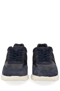 Hogan men’s suede sneaker blue in dark navy suede and leather with a white rubber sole