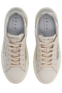 Hogan women’s crosswind sneaker white cream-colored with sleek leather upper and subtle metallic side accents