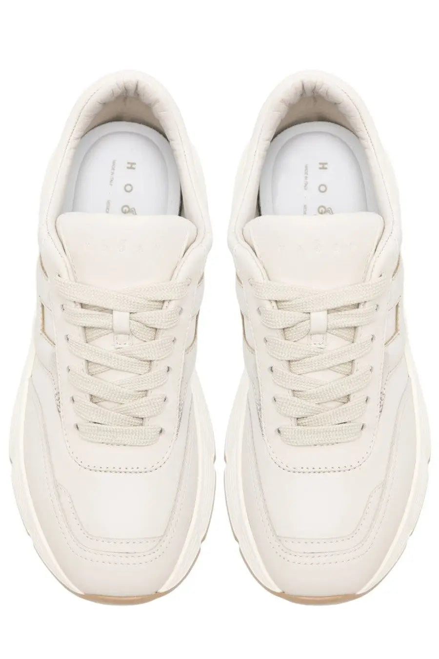 Hogan women’s hi fi sneaker beige with cream-colored minimalist design and thick soles for casual wear