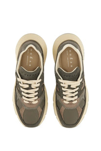 Hogan women’s hi fi sneaker grey in olive green and beige with chunky sole design for casual wear