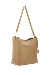 Hogan women’s hobo bag hocket medium beige leather shoulder bag with single strap and subtle stitched paneling