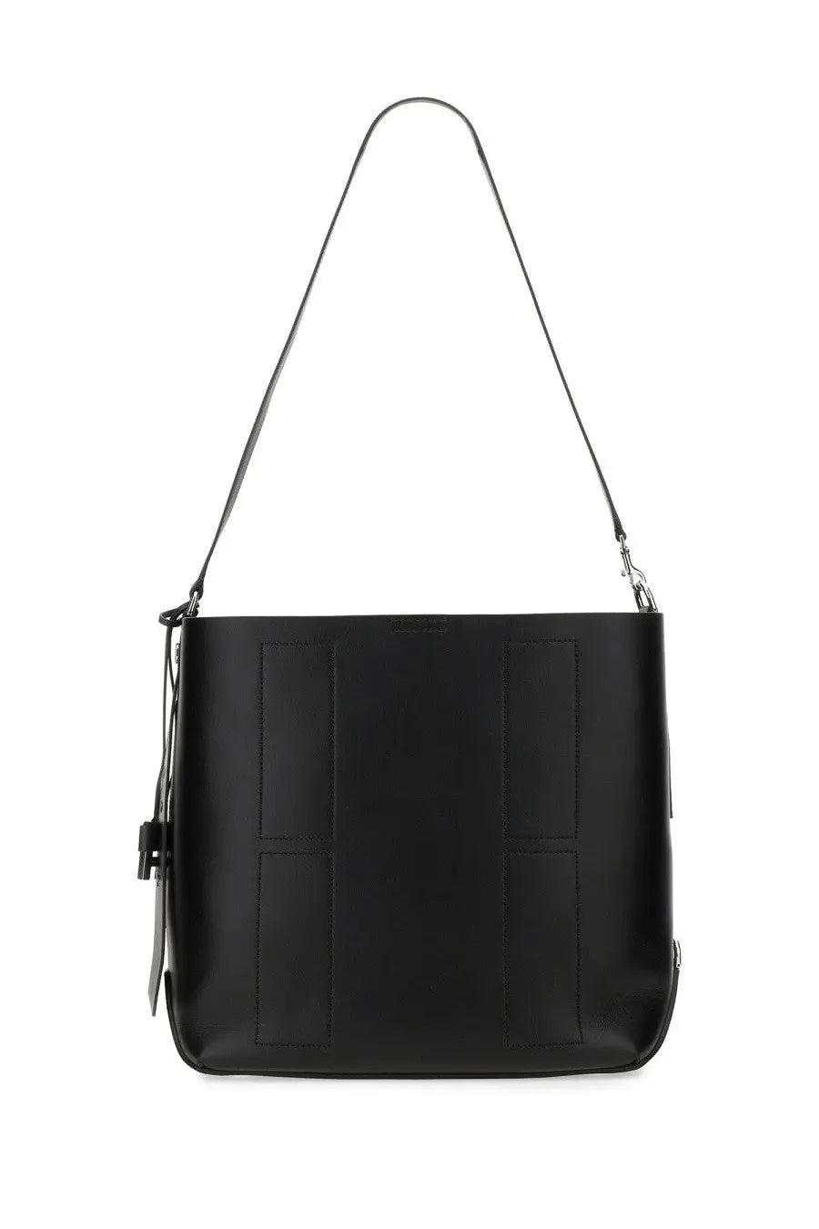 Hogan women’s hobo bag hocket medium black leather shoulder bag with structured rectangular shape and vertical stitching