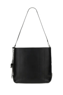 Hogan women’s hobo bag hocket medium black leather shoulder bag with structured rectangular shape and vertical stitching