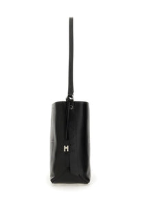 Hogan women’s hobo bag hocket medium black leather tote with minimalist design and silver tone h logo accent on front