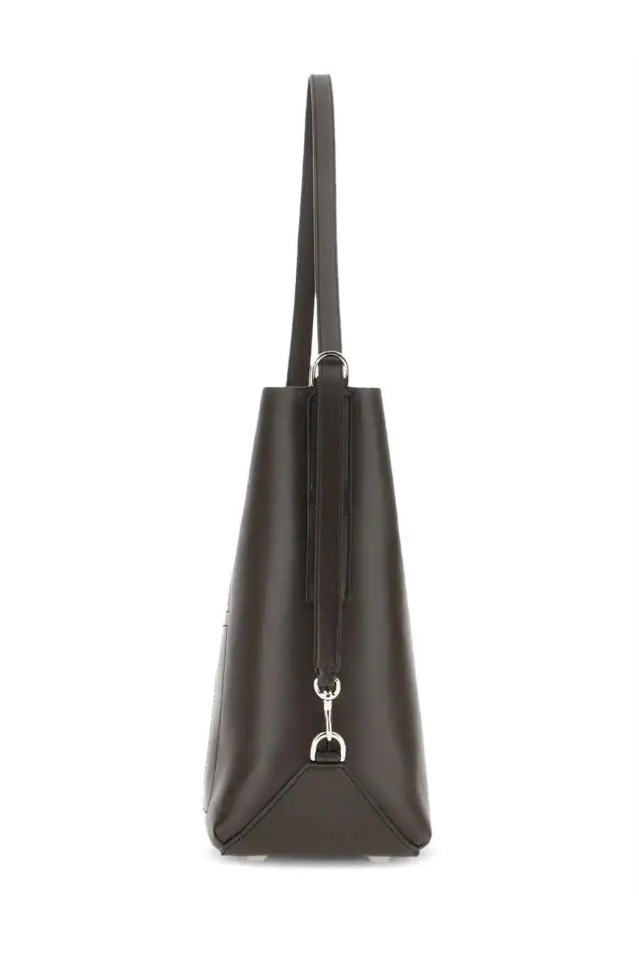 Hogan women’s hobo bag hocket medium brown black leather tote bag with single shoulder strap and silver metal hardware