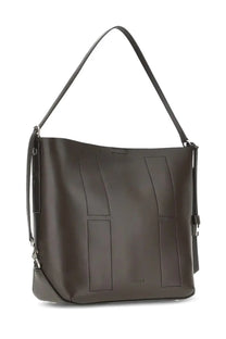 Hogan women’s hobo bag hocket medium brown dark brown leather with structured rectangular paneling and shoulder strap