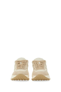 Hogan women’s leather sneaker beige in beige and cream suede with a chunky textured sole