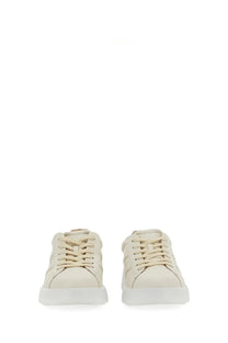 Hogan women’s rebel sneaker multicolor cream leather low-top sneaker with white rubber soles and minimalist design