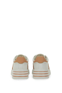 Hogan women’s Rebel sneaker white platform sneakers in white and beige with a sleek modern design