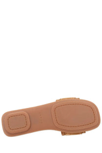 Hogan women’s sandalo flat brown tan leather slide sandal with minimalist design and subtle stitching details