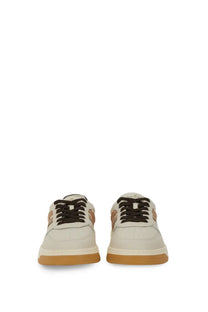 Hogan women’s sneaker h630 white cream leather with black laces and rose gold accents on the sides