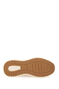 Tan rubber sole with white midsole and textured grip on hogan women sneaker h696 beige product back side