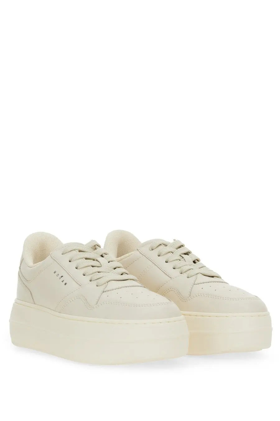 Hogan women’s cream-colored platform sneakers with sleek minimalist design and subtle side branding