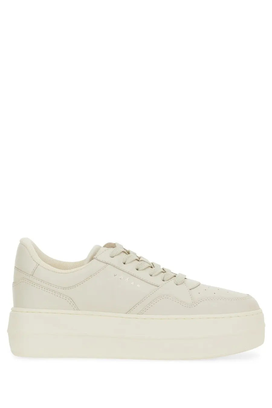 Cream-colored Hogan women’s sneaker with smooth leather upper platform and matching laces Hogan Skyscraper white