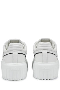 Hogan women’s sneaker stripes white platform sneakers with black side stripes and textured rubber sole