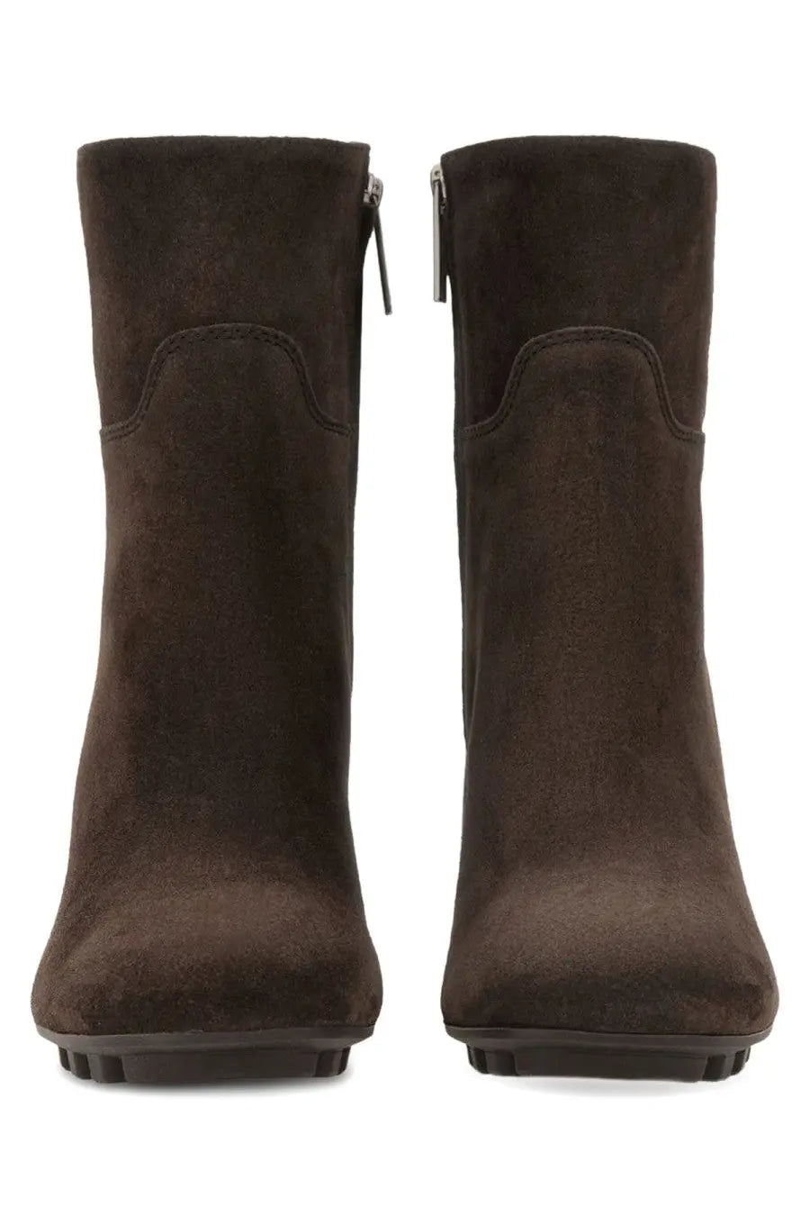 Hogan women’s stivale h695 brown suede ankle boots with inner zipper and textured rubber sole