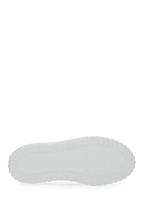 Hogan women’s stripe sneaker white with white rubber sole featuring a textured wavy edge for grip and style