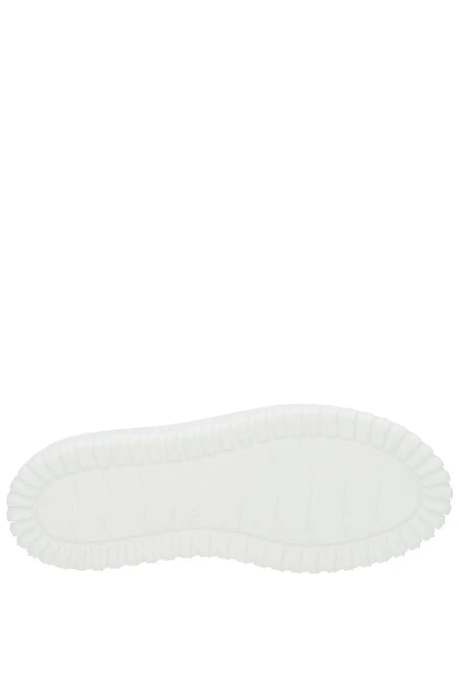 Hogan women’s stripes sneaker white featuring a white plush faux fur insole with a soft textured surface and ruffled edges