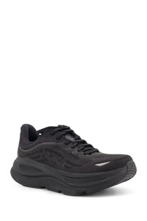 Hoka men’s nylon bondi sneakers black with mesh upper and thick rubber sole designed for running shoes