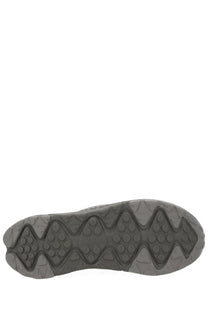 Gray rubber sole with diamond patterned tread design on the back of hoka unisex now first sneaker brown