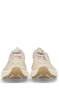 Beige hoka one one mafate speed lite sneaker with textured layered upper and tan rubber outsole unisex running shoe