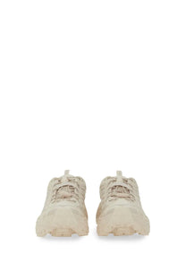 Beige hoka unisex mafate three2 sneaker with chunky rugged textured upper and thick rubber sole