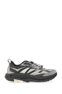 Hoka unisex sneaker mafate speed lite black gray and black mesh athletic shoe with bold geometric patterns on the upper