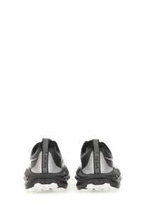 Hoka unisex sneaker mafate speed lite black with black and silver mesh upper textured overlays and chunky white sole