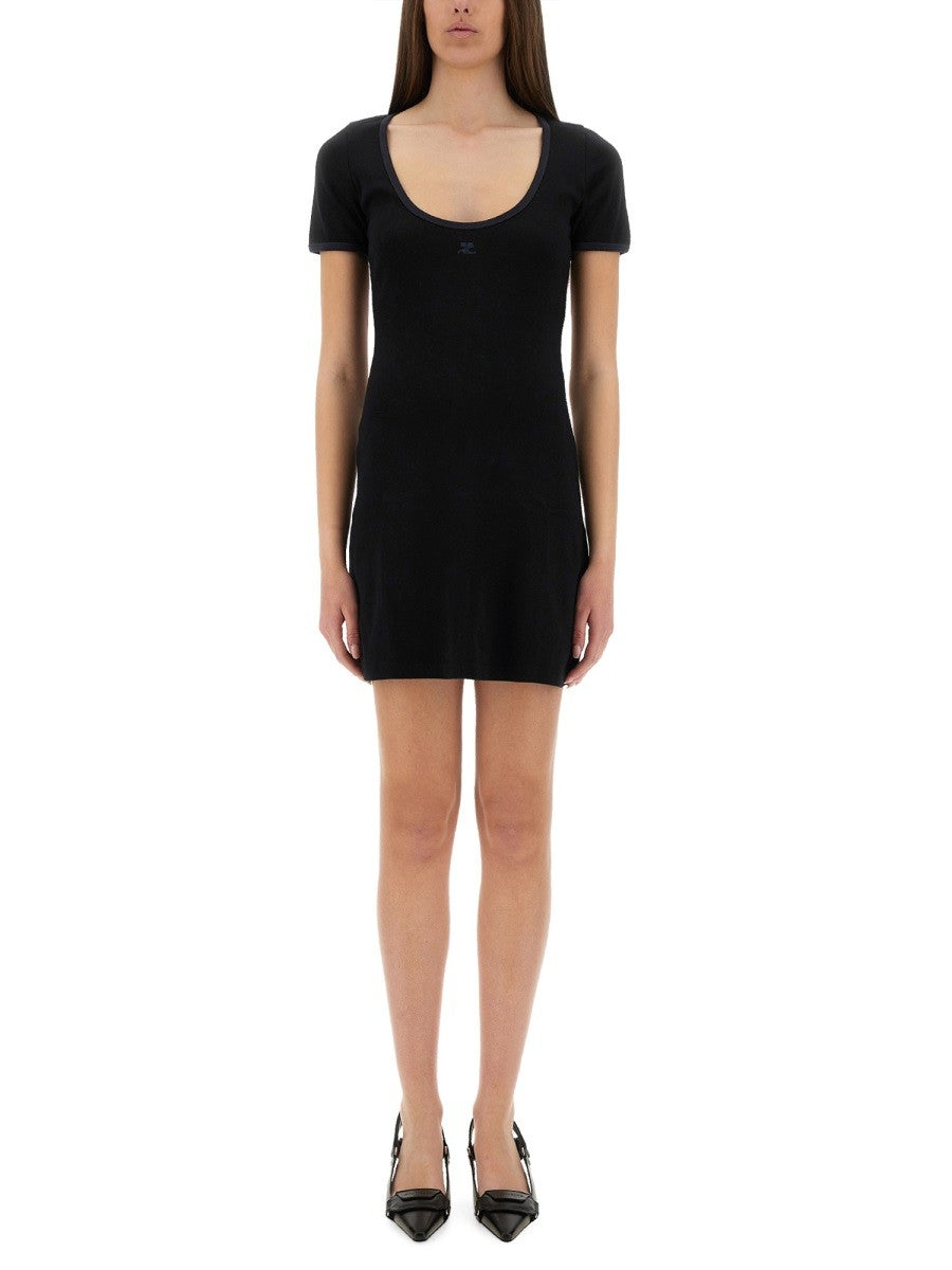 courrèges Women's Holistic Contrast Mini Dress Black