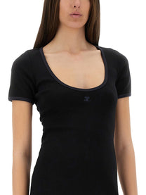 courrèges Women's Holistic Contrast Mini Dress Black