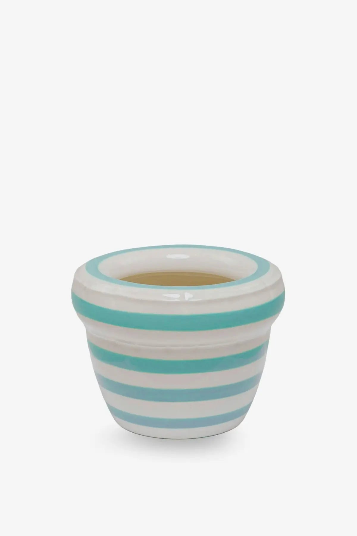 Home studyo unisex louis ceramic vase blue with turquoise and white horizontal stripes small planter