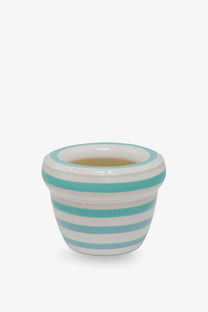 Home studyo unisex louis ceramic vase blue with turquoise and white horizontal stripes small planter