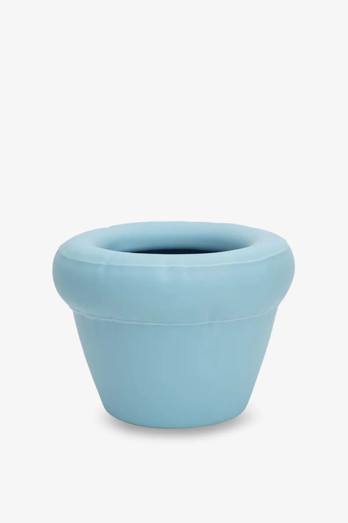 Light blue soft-textured silicone plant pot with rounded rim and tapered shape from Home Studyo Pierre ceramic vase blue collection