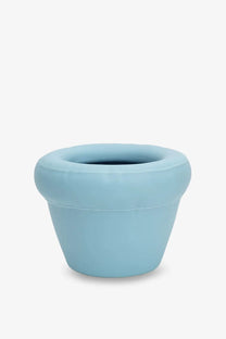 Light blue soft-textured silicone plant pot with rounded rim and tapered shape from Home Studyo Pierre ceramic vase blue collection