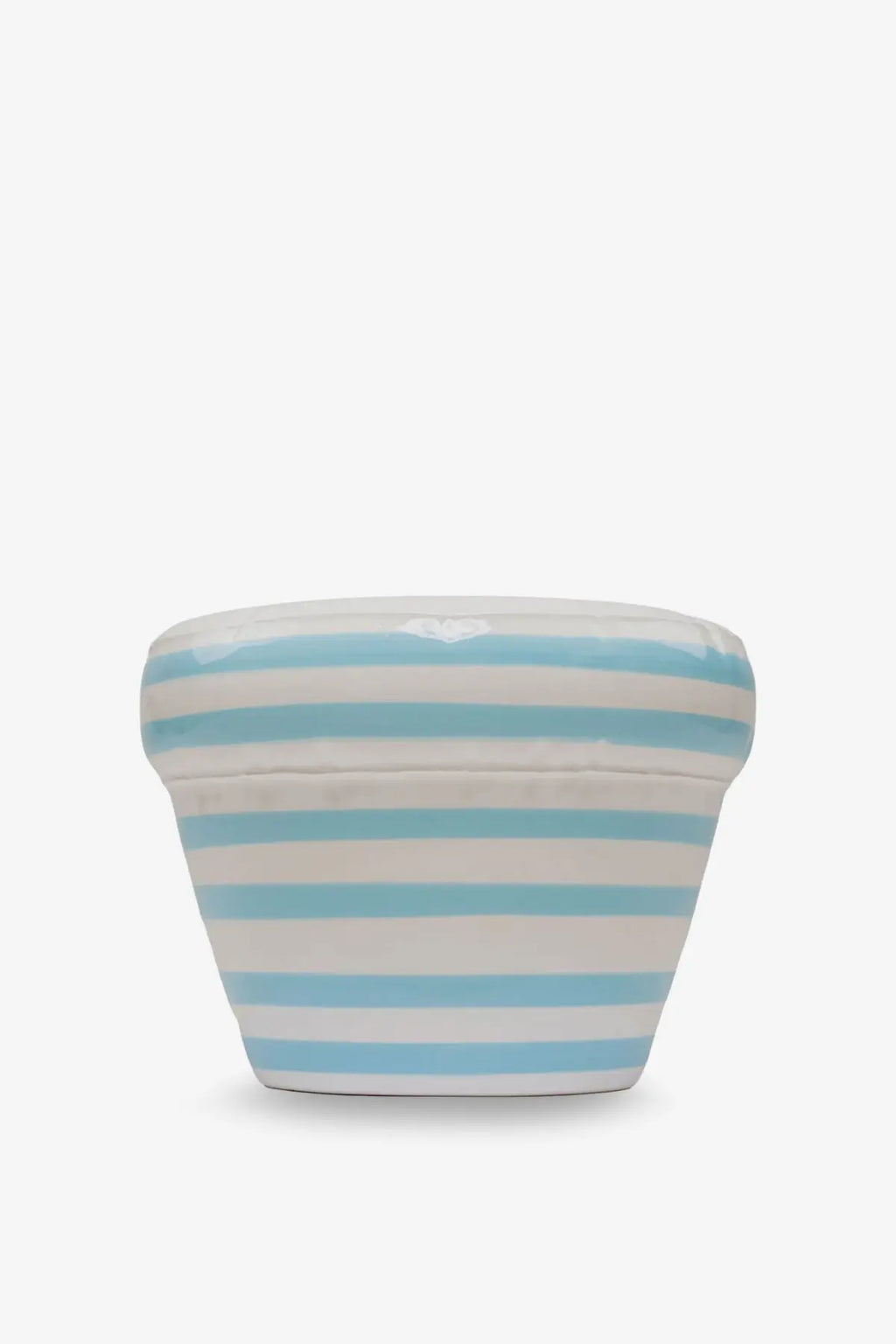 Home Studyo unisex Pierre ceramic vase blue with light blue and white horizontal stripes and a glossy finish