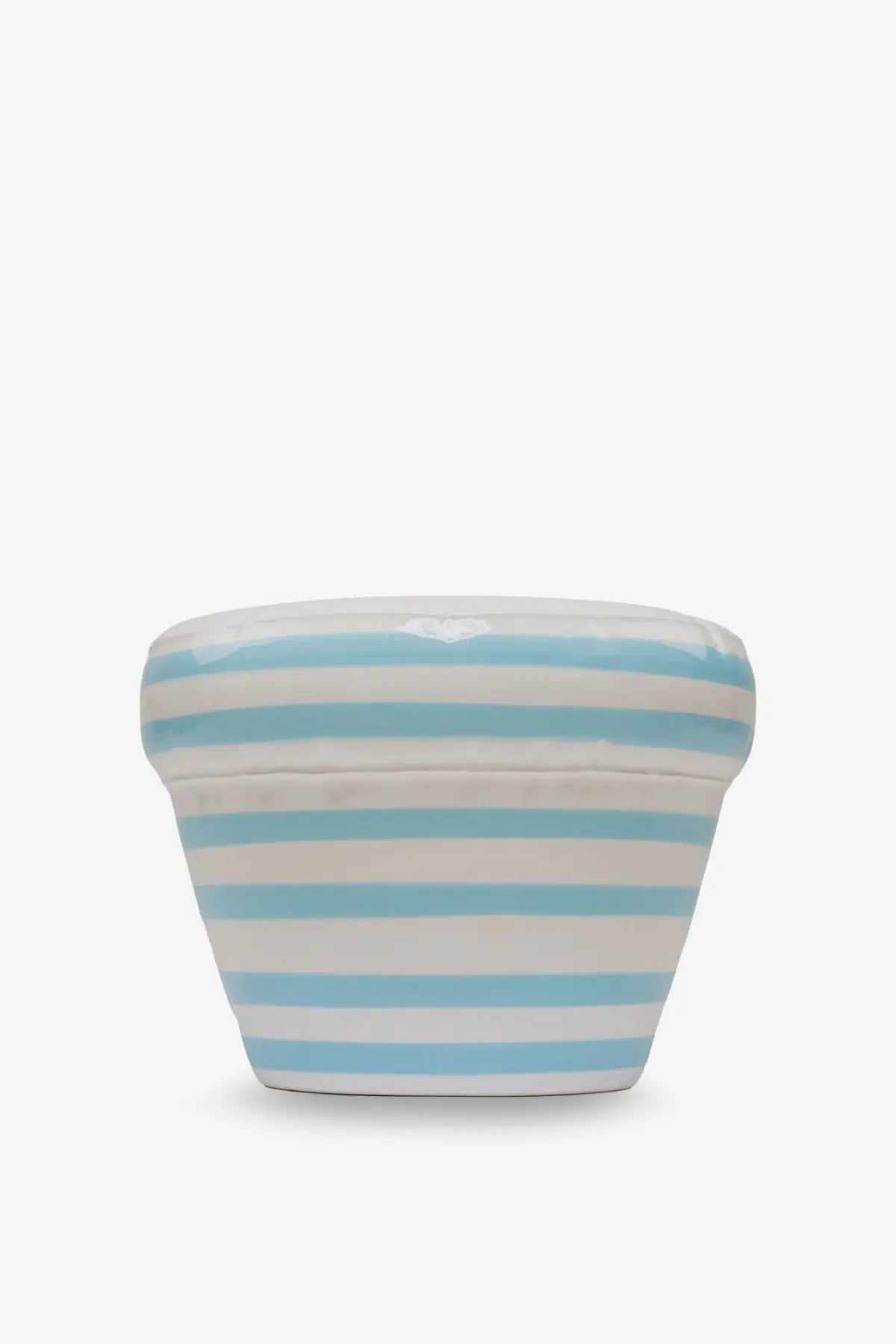 Home Studyo unisex Pierre ceramic vase blue with light blue and white horizontal stripes and a glossy finish