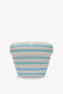 Home Studyo unisex Pierre ceramic vase blue with light blue and white horizontal stripes and a glossy finish