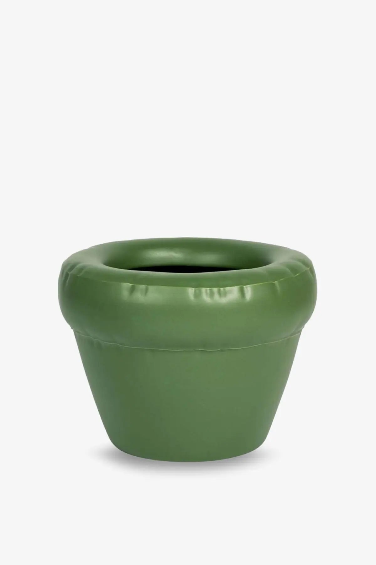 Home Studyo unisex pierre ceramic vase in olive green with an inflatable planter and soft rounded rim detailing