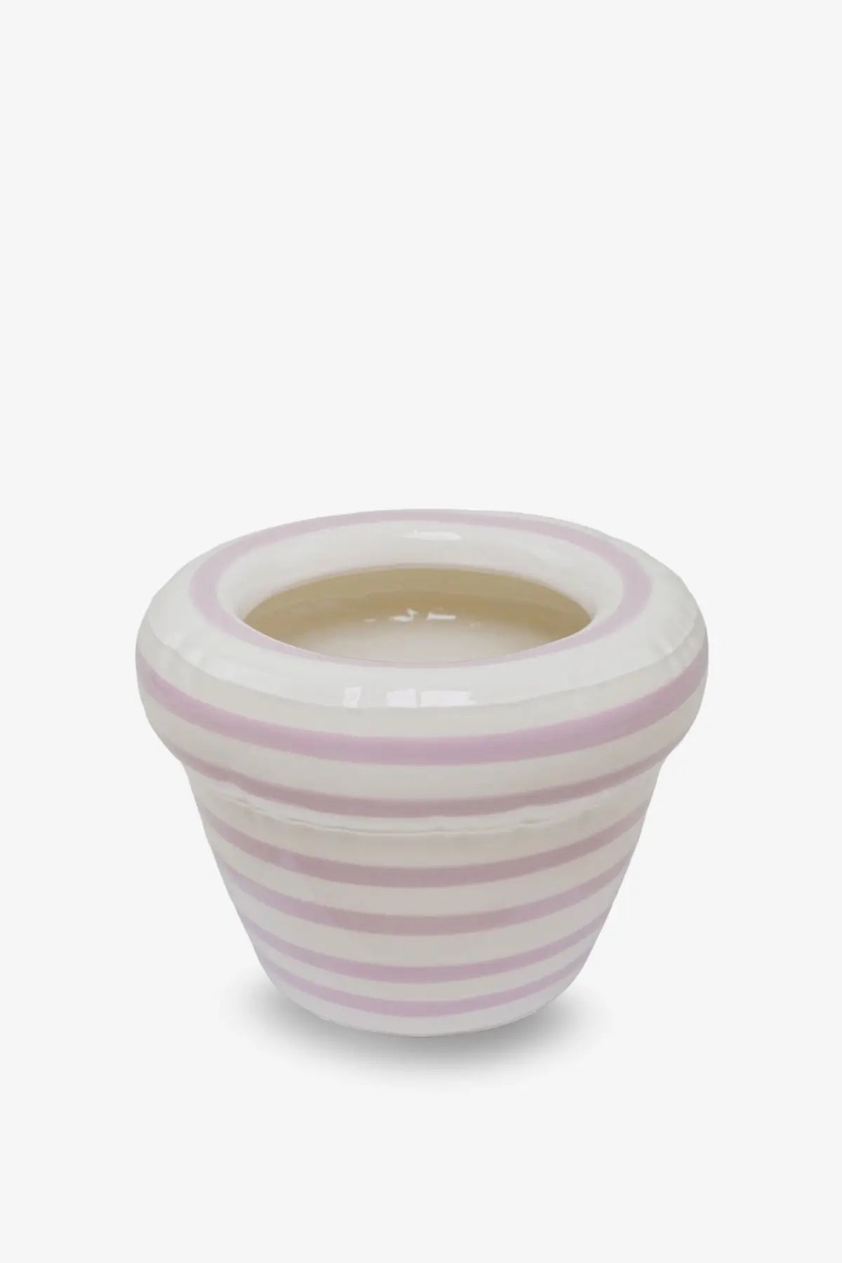 Home studyo unisex pierre ceramic vase purple with small ceramic candle holder featuring delicate pink and white stripes