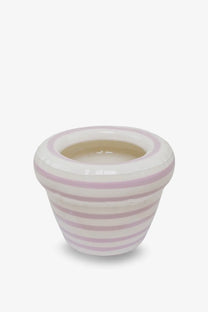 Home studyo unisex pierre ceramic vase purple with small ceramic candle holder featuring delicate pink and white stripes