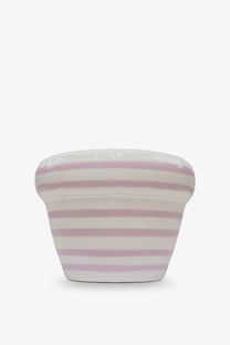Home studyo unisex pierre ceramic vase purple with soft pink and white horizontal stripes and a rounded rim