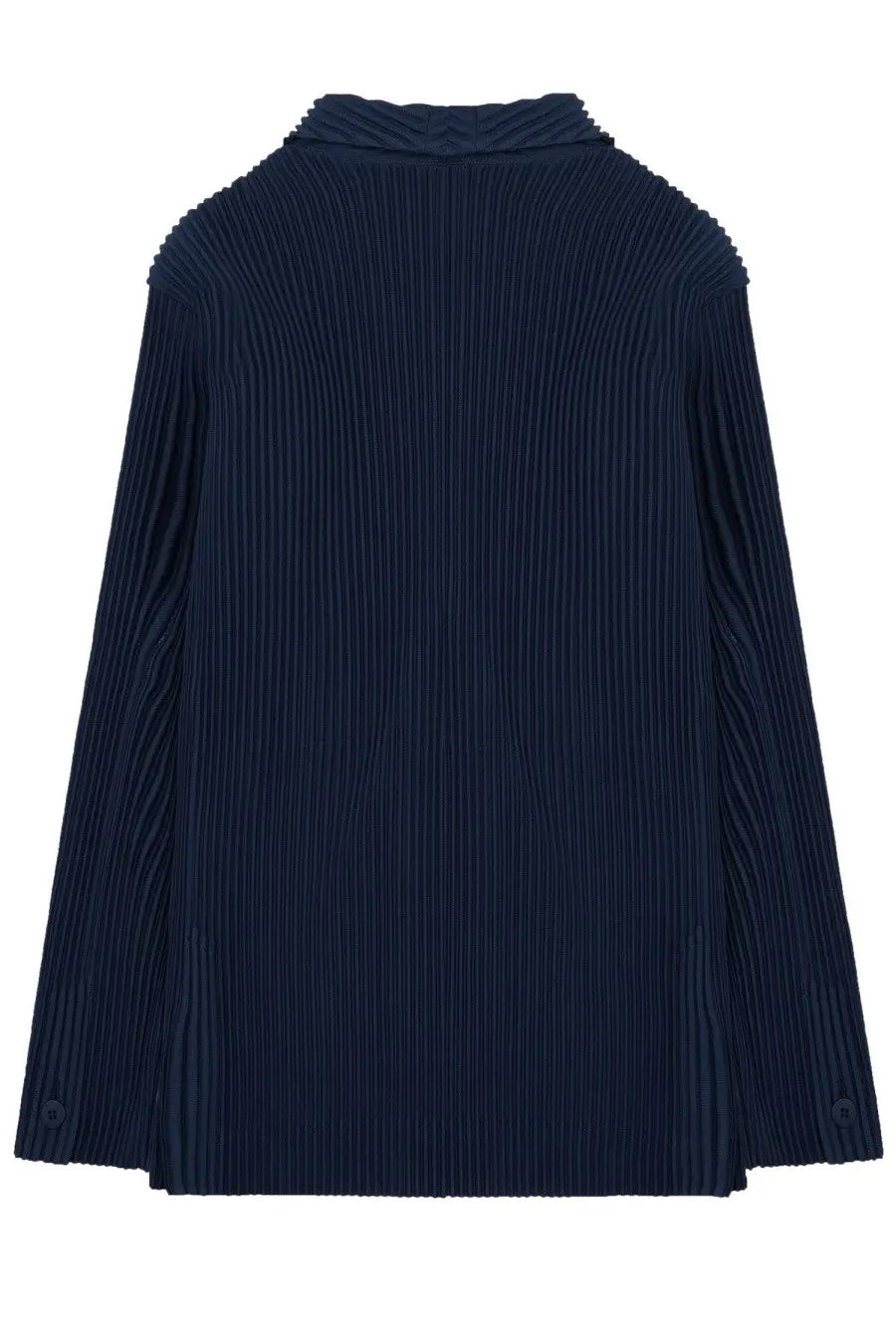 Deep navy homme plisse issey miyake men’s giacca plissettata doppiopetto blazer with pleats and vertical ridges